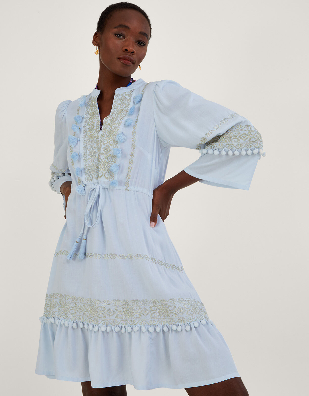 White pom pom dress hotsell