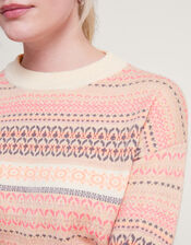 Fawn Fair Isle Jumper, Pink (PINK), large