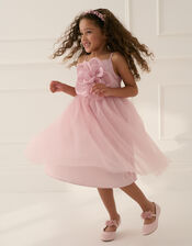 Annabelle Flower Bodice Tulle Dress, Pink (PINK), large