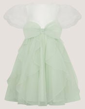Raphela Puff Sleeve Bow Party Dress, Green (SAGE), large