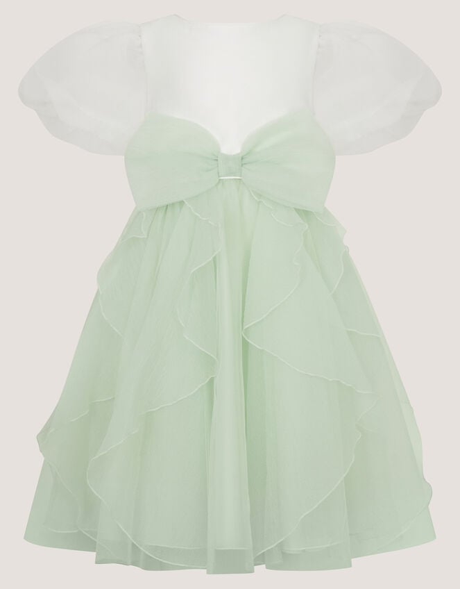 Raphela Puff Sleeve Bow Party Dress, Green (SAGE), large