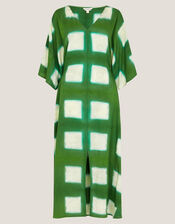 Halia Geometric Tie Dye Kaftan Dress, Green (GREEN), large
