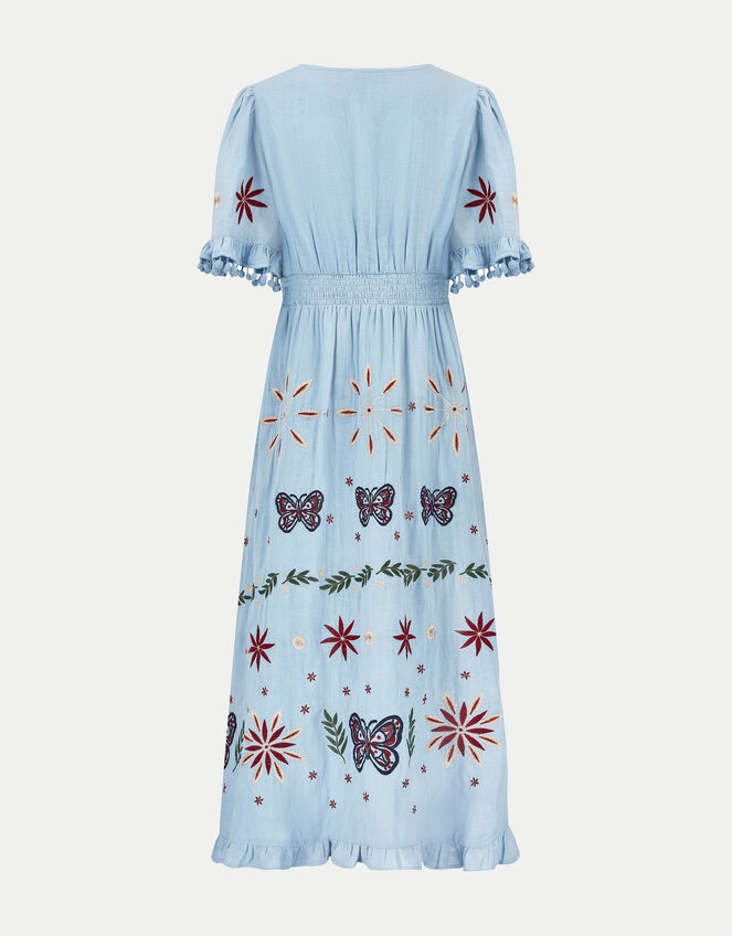 East Mererid Embroidered Midi Dress, Blue (BLUE), large