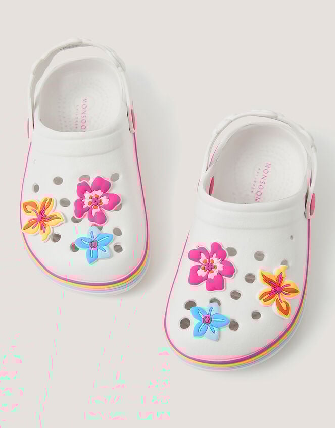 Tropical Flower Clogs, White (WHITE), large