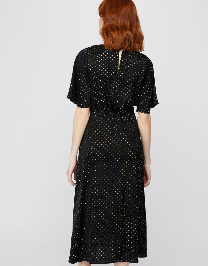 Alexia Foil Spot Midi Dress, Black (BLACK), large
