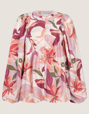 Piper Floral Print Blouse, Orange (ORANGE), large