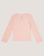 Sequin Bow Long Sleeve Top, Pink (PINK), large