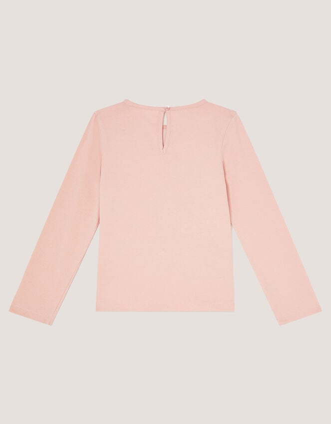 Sequin Bow Long Sleeve Top, Pink (PINK), large