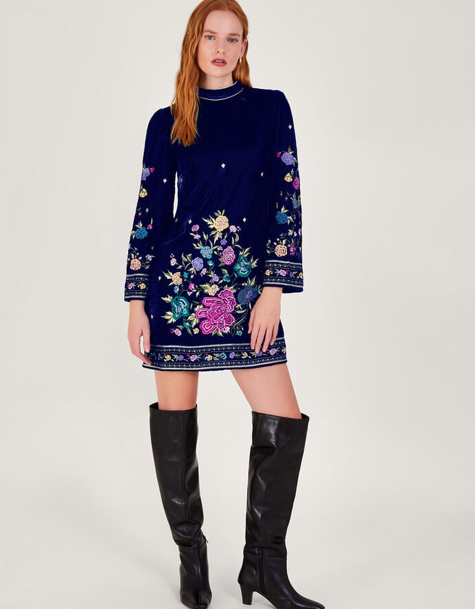 Freya Blue Embroidey Dress