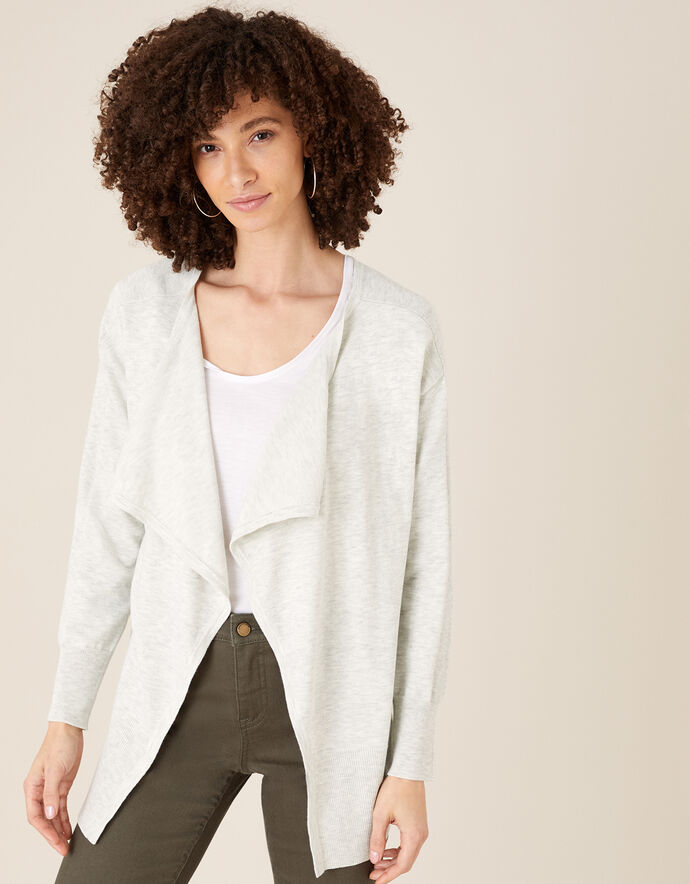 Zip Side Waterfall Cardigan Grey Cardigans Monsoon UK.