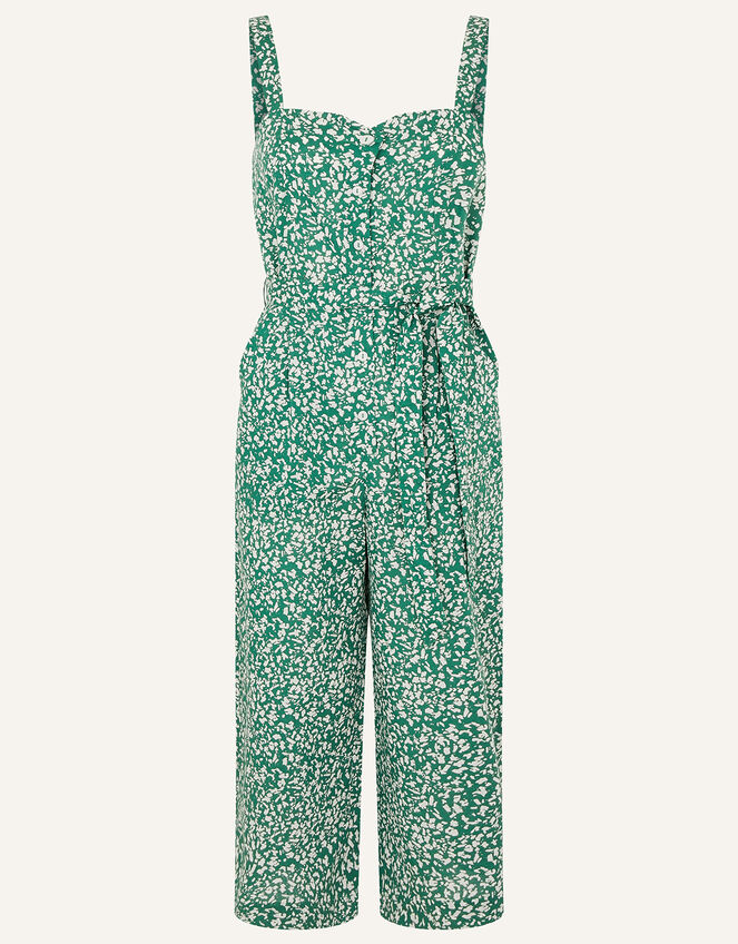 Printed Jumpsuit in Linen Blend, Green (GREEN), large