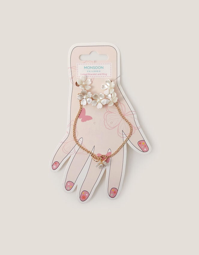 Pearl Flower Ring & Hain Chain, , large