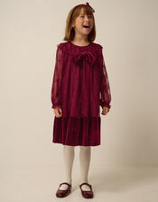 Eilidh Lace Velvet Party Dress, Red (RED), large