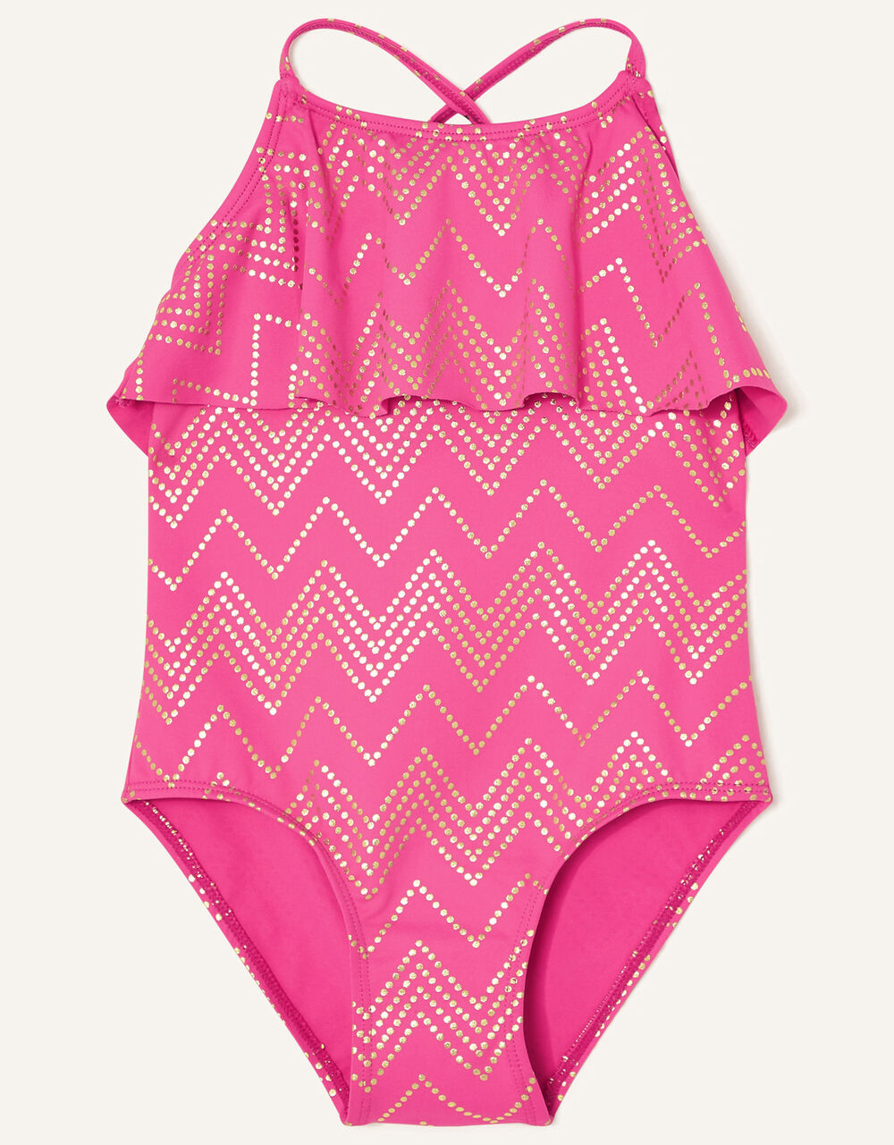 Children Girls 3-12yrs | Chevron Frill Swimsuit Pink - FY23818