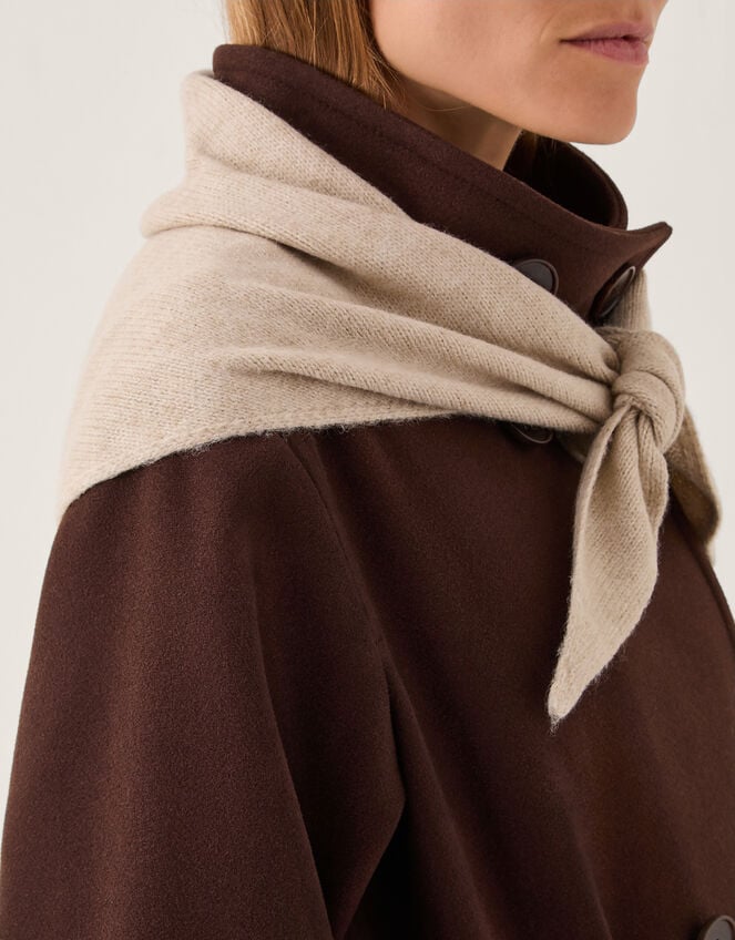 Fae Knitted Triangle Scarf, Natural (NEUTRAL), large