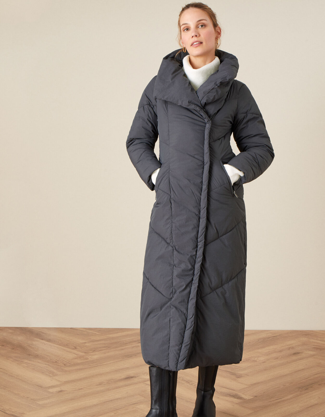 Mackenzie Padded Maxi Coat Grey
