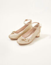 Glitter Butterfly Trim Heels, Gold (ROSE GOLD), large
