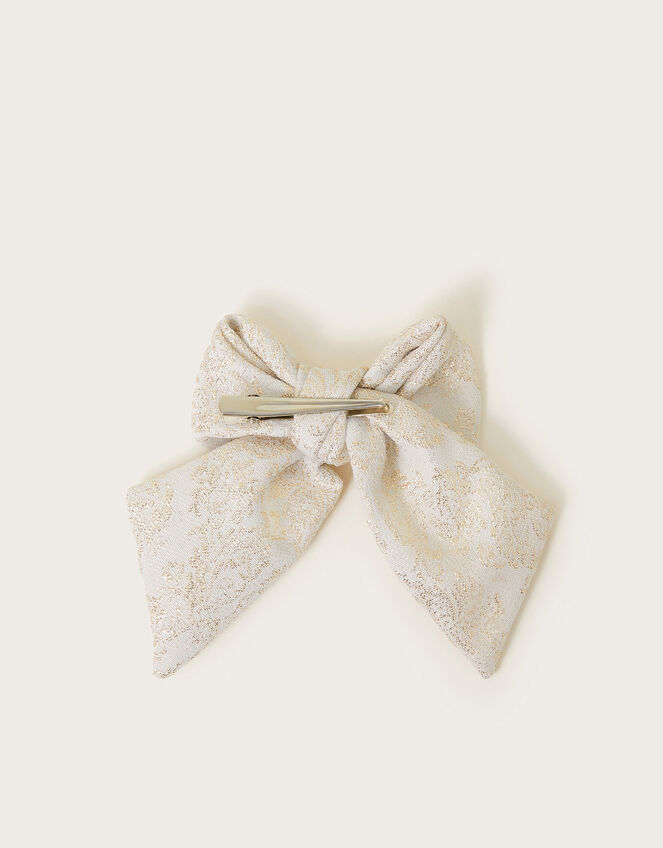 Jacquard Bow Hair Clip, , large