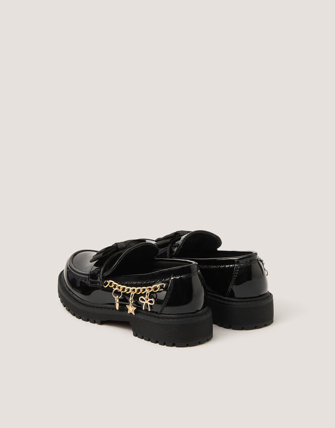 Charm Patent Loafer School Shoes, Black (BLACK), large