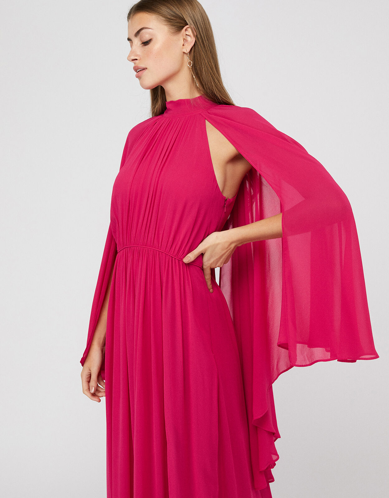 hot pink cape dress