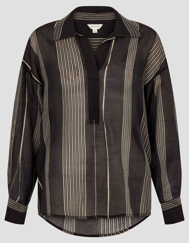 Andi Stripe Blouse, Black (BLACK), large