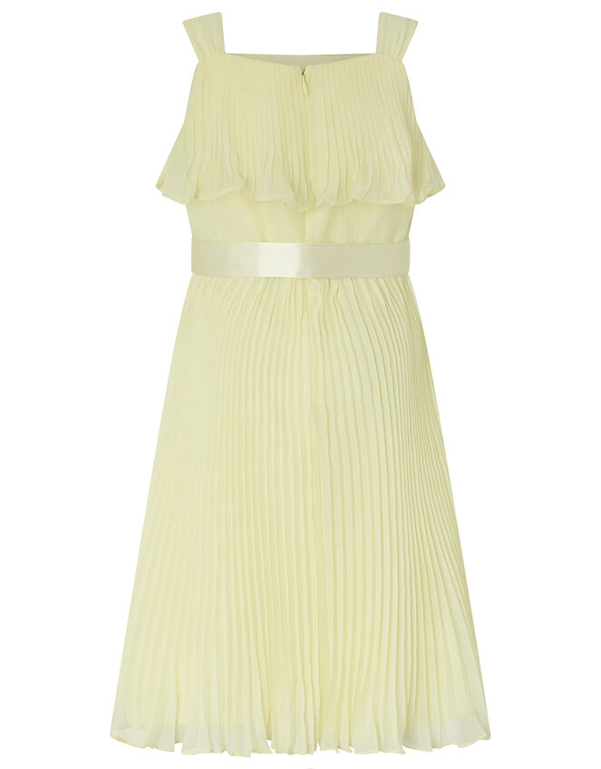 Italia Pleated Dress in Recycled Polyester, Yellow (LEMON), large