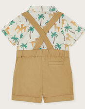Newborn Jungle Shirt and Dungaree Shorts Set, Green (GREEN), large