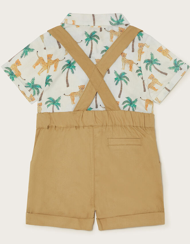 Newborn Jungle Shirt and Dungaree Shorts Set, Green (GREEN), large