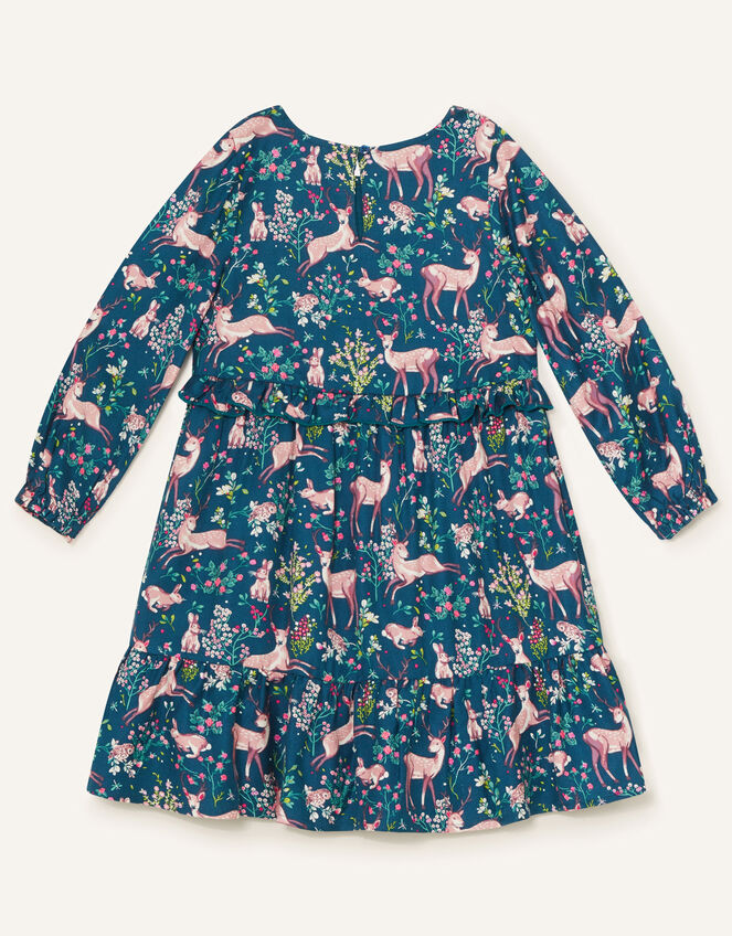 Woodland Print Woven Dress , Teal (TEAL), large