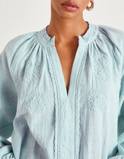 Tanvi Embroidered Long Sleeve Blouse, Blue (PALE BLUE), large