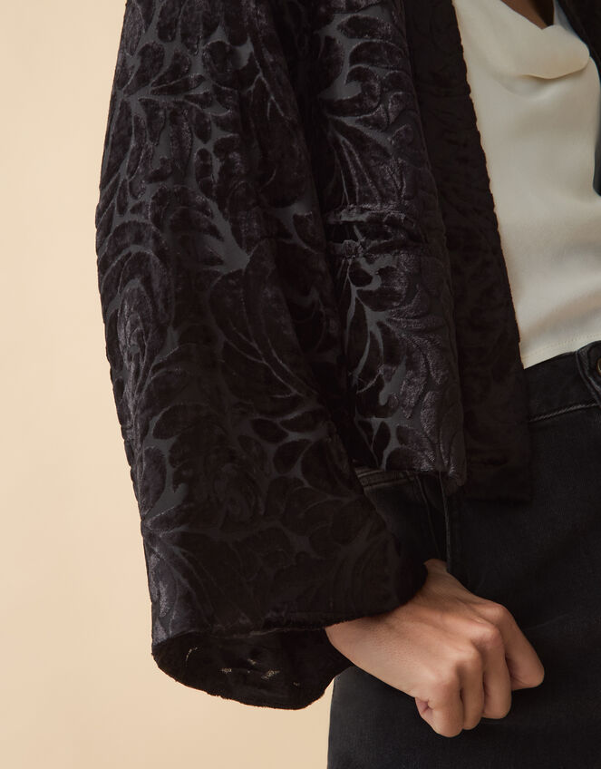 Clemence Gigi Velvet Burnout Kimono Jacket Black