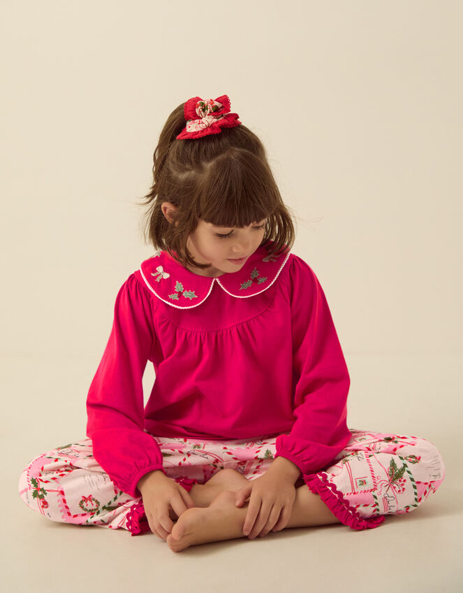 Christmas Letter Long Pyjamas & Hair Scrunchie Set, Red (RED), large