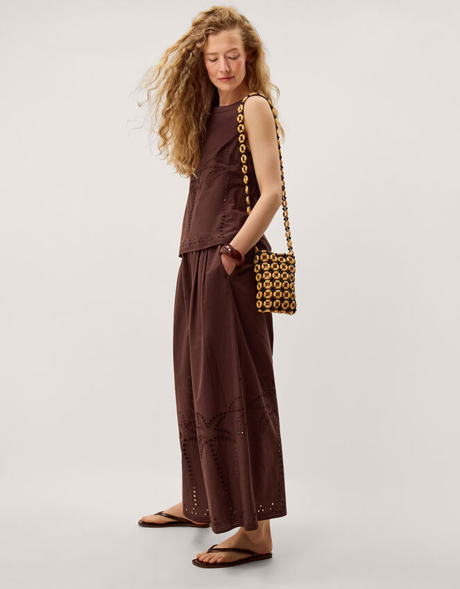 Eden Palm Cutwork Tank Top, Brown (BROWN), large