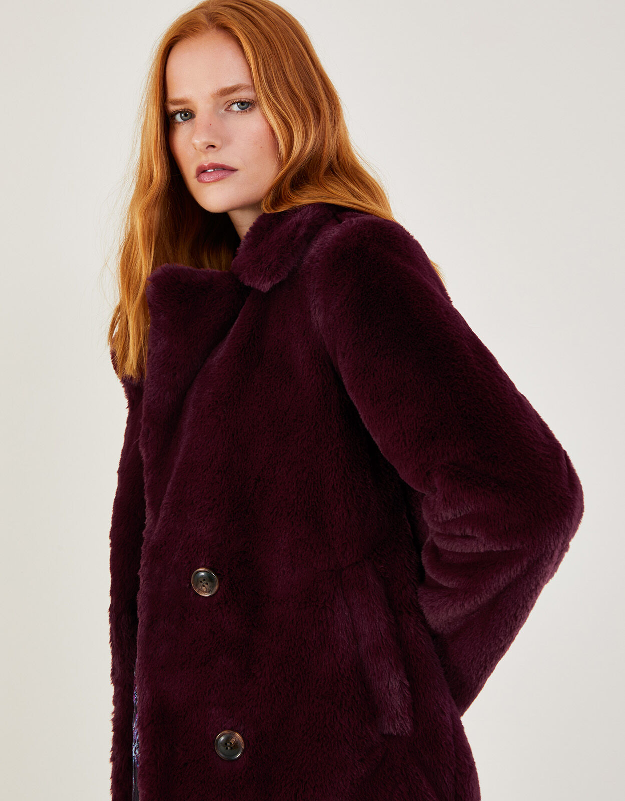 Burgundy faux fur coat uk discount