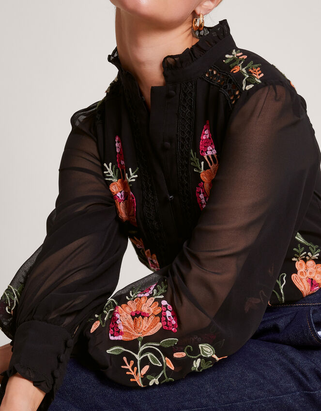 Matilda Embroidered Blouse, Black (BLACK), large