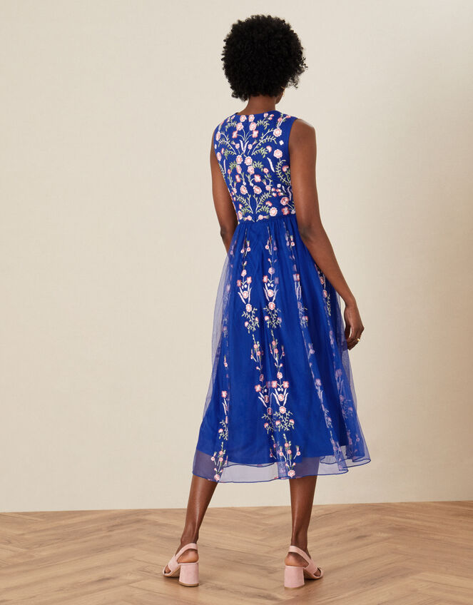 Cassia Floral Mesh Dress, Blue (COBALT), large