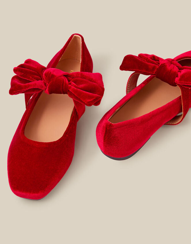 Jolie Velvet Mary Jane Ballet Flats, Red (RED), large