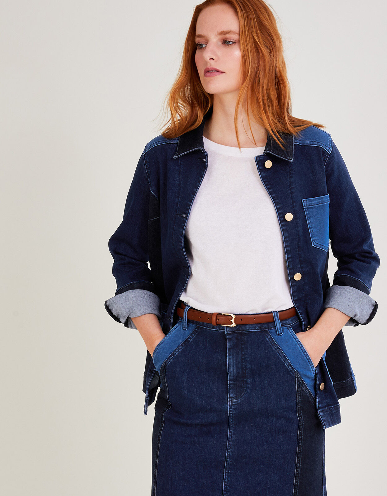Patched Denim Jacket Blue