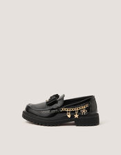 Charm Patent Loafer School Shoes, Black (BLACK), large