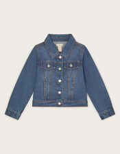Sequin Denim Jacket, Blue (BLUE), large