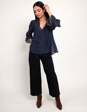 East Foil Polka Dot Blouse, Blue (NAVY), large