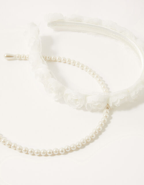 Rosette Pearl Hairband Twinset, , large