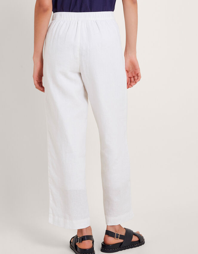 Parker Short-Length Linen Trousers, White (WHITE), large
