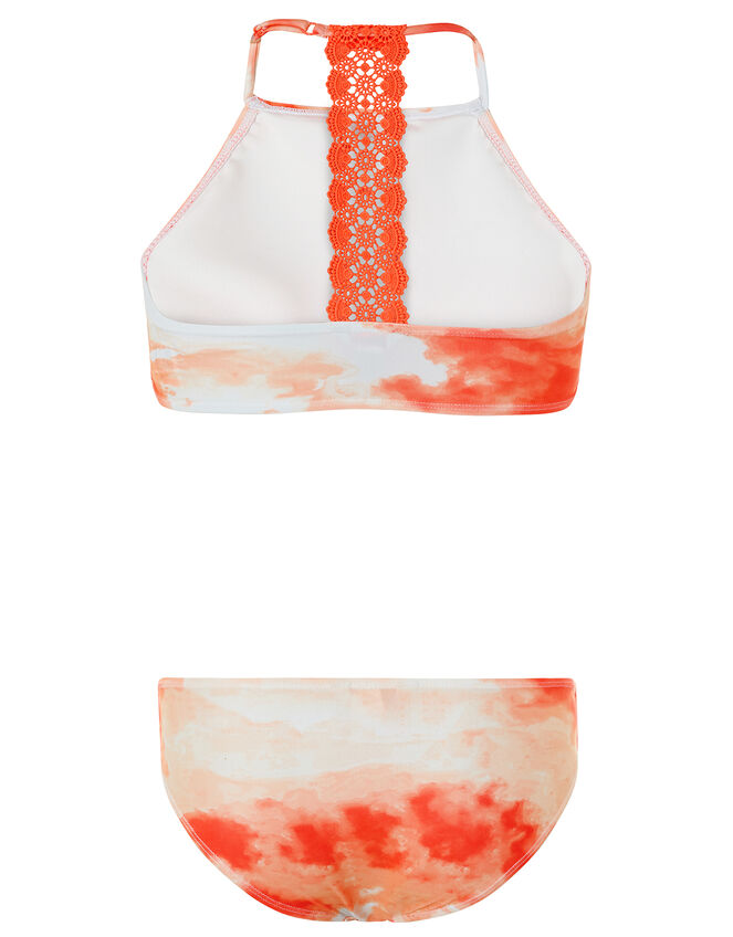 Arianna Tie Dye Crochet Bikini Set, Orange (CORAL), large