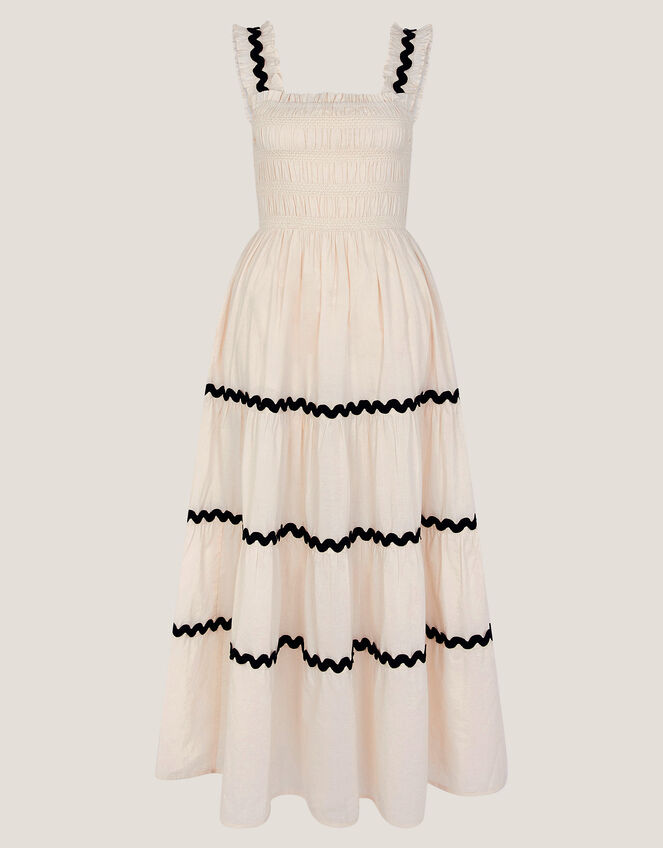 Tabitha Sleeveless Smocked Midi Dress, Ivory (IVORY), large