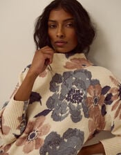 Olive High Neck Floral Jumper, Ivory (IVORY), large