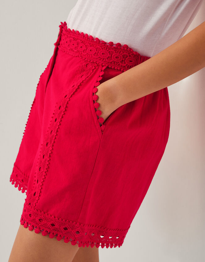 Irina High-Waisted Lace Shorts, Red (RED), large