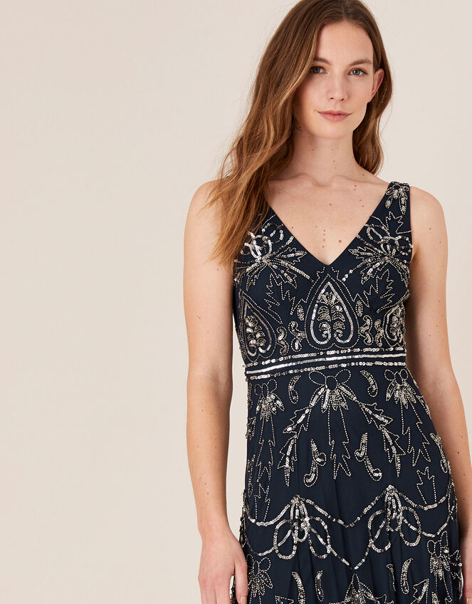 Harley Embellished Heart Maxi Dress , Blue (NAVY), large