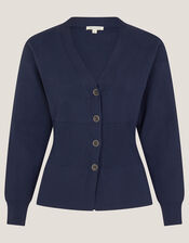 Suzy Fitted V-Neck Cardigan, Blue (NAVY), large