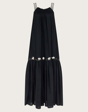 Sia Seashell Sleeveless Midi Dress, Black (BLACK), large